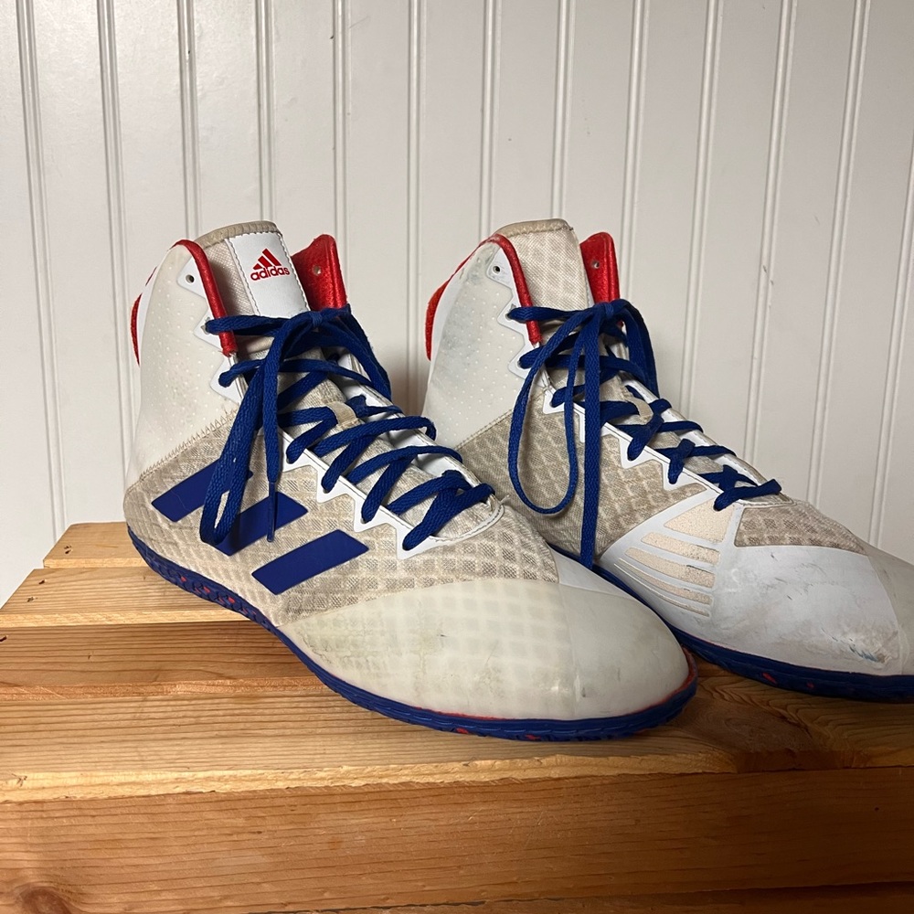 Adidas Mens Wrestling Shoes Red White Blue Used Size … Gem